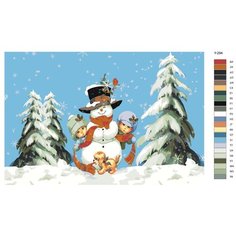 Картина по номерам Y-294 "Дети и снеговик. Новый год" 40х60 Brushes Paints