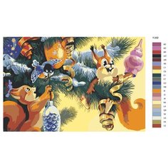 Картина по номерам Y-292 "Елка и лесные жители. Новый год" 40х60 Brushes Paints