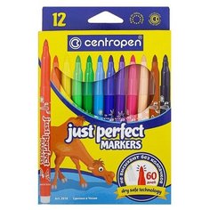 Фломастеры 12 цветов Centropen 2510 Perfect, 3.9 мм невысыхаемые, картонная упаковка, европодвес