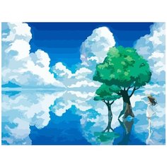 Картина по номерам на холсте Аниме пейзаж (Миядзаки, природа, небо) - 7669 Г 30x40