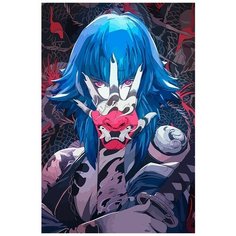 Картина по номерам на холсте Девушка Самурай - 6608 В 60x40