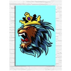 Картина по номерам на холсте лев в короне (животные, царь зверей) - 9186 В 20x30