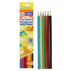 Карандаши 6 цветов, корпус деревянный, треугольный, в картонной коробке Calligrata