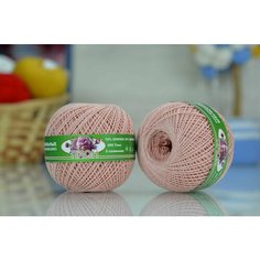 Пряжа ПНК им. С. М. Кирова Пион (ПНК), розовый персик - 0701, 70% хлопок, 30% вискоза, 6 мотков, 50 г, 200 м.