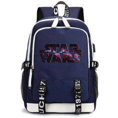 Рюкзак Звёздные войны (Star Wars) синий с USB-портом №4 Noname