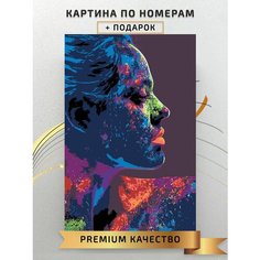 Картина по номерам Портрет девушки неон / Portrait of a neon girl холст на подрамнике 40*60
