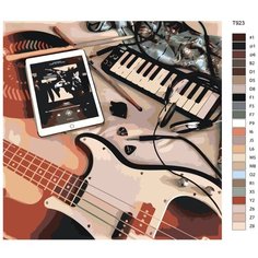 Картина по номерам T923 "Гитара, музыкальный инструмент" 40x40 Brushes Paints