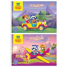 Набор альбомов для рисования с раскраской Мульти-Пульти, Приключения Енота, 20.5 х 28.5 см (А4), 100 г/м2, 24 л (6шт.) с рисунком