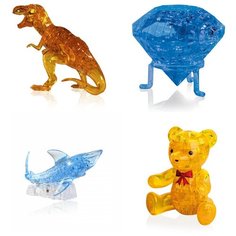 Игрушки для детей Сборная модель комплект подарочный из 4х штук Идея подарка ребенку 23 февраля Динозавр, Кристал, Акула, Мишка Iq Toy