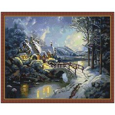 Алмазная мозаика на холсте 40х50 Зимний Вечер, 12 цветов DIY