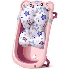 Комплект для купания новорожденных LaLa-Kids "Медвежонок", ванночка и матрасик-горка для купания светло-фиолетовый