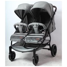 Прогулочная коляска 2 в 1 LUXMOM (T11) для двойни, серая. ПА Китай