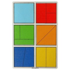 Головоломка рамка-вкладыш Лесная мастерская "Квадраты Никитина 1 уровень" 6 квадратов, для детей и малышей, деревянная