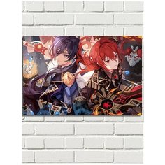 Картина по номерам игра Genshin Impact (Паймон, Лиза, Кейа, Делюк, Ху Тао) - 8163 Г 60x40