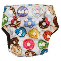 Трусики-подгузник, многоразовый, угольно-бамбуковая ткань, «Пончики», от 0-12 мес. Нет бренда