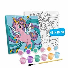 Картина по номерам Школа талантов "Волшебный единорог", холст на подрамнике, 15х15