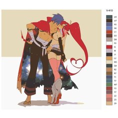 Картина по номерам V-410 "Аниме Гуррен-Лаганн (Gurren-Lagann). Камина и Ёко (Kamina, Yoko Littner)", 70x70 см Brushes Paints