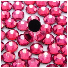 Термостразы DMC (ДМС) ss16 (3,8 мм), темно- розовые (Роза ) 1440 штук, горячей фиксации, стеклянные, дешевые стразы под утюг Blesk Ls