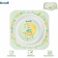 Тарелка детская для кормления с рисунком квадратная Uviton