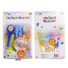 Музыкальные инструменты ABtoys ДоРеМио Весёлый оркестр в наборе: флейта, маракасы, бубен, кастаньеты