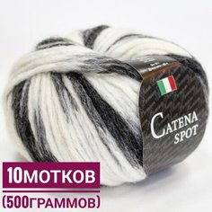 Катэна спот (толстая полушерсть) бел/черный Seam