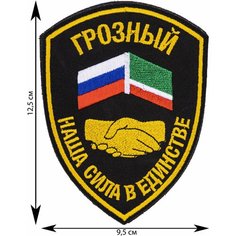 Нашивка, шеврон, патч (patch) на липучке Наша сила в единстве Грозный, размер 12,5*9,5 см Rocknrolla