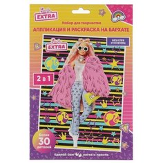 Аппликация-раскраска на бархате MultiArt Барби, 17х23 см Мульти Арт