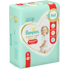 Pampers Premium Care трусики 6, 15+ кг, 18 шт., белый