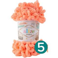 Пряжа Alize Puffy, 100 г, 9 м, 5 шт., 34 дыня