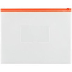 Папка-конверт на zip-молнии OfficeSpace А4, полипропилен, 150мкм, прозрачная, карман, молния красная