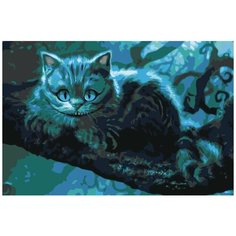 Картина по номерам на холсте на подрамнике ЖПН "Чеширский кот", Раскраска 40x60 см, Фильмы Кошки Фэнтези Кинематограф Животные