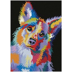 Алмазная мозаика "Глазами корги", LE135 / 30х40 см / Полная выкладка / Холст на подрамнике / Картина стразами / Премиум набор Цветной