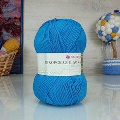Пряжа пехорка Пехорская шапка (Пехорка), Бирюза - 583, 85% мериносовая шерсть, 15% высокообъёмный акрил, 5 мотков, 100 г, 200 м.