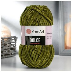 Пряжа "Dolce" 100% микрополиэстер 120м/100гр (772 т. хаки)./В упаковке шт: 1 Yarn Art