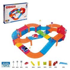 Конструктор магнитный «Магический трек», машинка ездит от батареек, 72 детали Xinbida