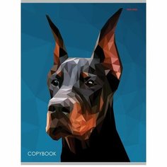 Тетрадь А4 80 листов в клетку на скрепке "Полигональный доберман", обложка мелованный картон Проф Пресс