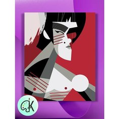 Картина по номерам на холсте Брюс Ли - Геометрический шарж, 30 х 40 см КУЛЬТУРА ЦВЕТА