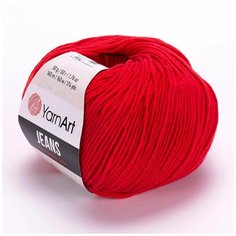 Пряжа YarnArt Jeans (90) Ярнарт джинс (90) Ярко красный
