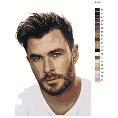 Картина по номерам X-132 "Крис Хемсворт" 50x70 Brushes Paints