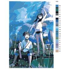 Картина по номерам T952 "Аниме дитя погоды. Хина Амано и Ходака Морисима" 60x90 Brushes Paints