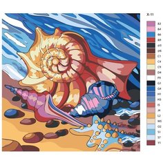 Картина по номерам X-11 "Подводный мир. Ракушки" 80x80 Brushes Paints