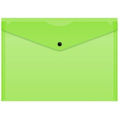 Конверт на кнопке Бюрократ Double Neon DNEPK803A4LETT A4 горизонтальный пластик 0.18мм салатовый