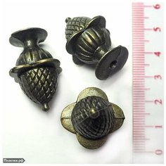 Ручка для шкатулки Шишка 0010713 бронзовый цвет 31х22 мм, цена за 1 шт. Поделки.рф