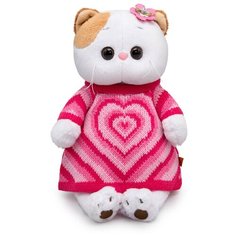 Мягкая игрушка Basik&Co Ли-Ли в вязаном платье с сердцем, 24 см, мультиколор