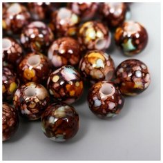 Арт Узор Бусины для творчества пластик "Шарики шамот корица" набор 20 гр d=1 см