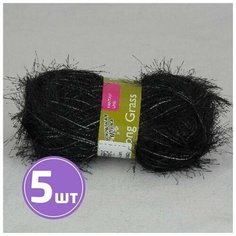 Пряжа Семеновская пряжа Long grass (264), черный-белый 5 шт. по 100 г