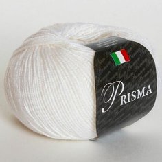 Пряжа полушерсть для вязания крючком спицами SEAM Сим Сеам PRIZMA тонкая, шерсть мериносовая/вискоза, цвет 01 белый 5 шт. по 50 г, 145 м