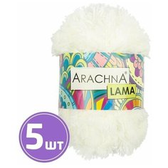Пряжа для вязания спицами, крючком Arachna LAMA фантазийная толстая, 100% микрополиэстер цвет 73 молочный, 5 шт. по 200 г 100 м