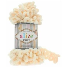Пряжа для вязания Ализе Пуффи (Alize Puffy) цвет №742 медовый, комплект 5 мотков, 100% микрополиэстер, 5х 100 г, 5х 9 м