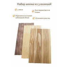 Набор шпона для творчества, 3 позиции, 40см*17-24,5см Wood&Luck